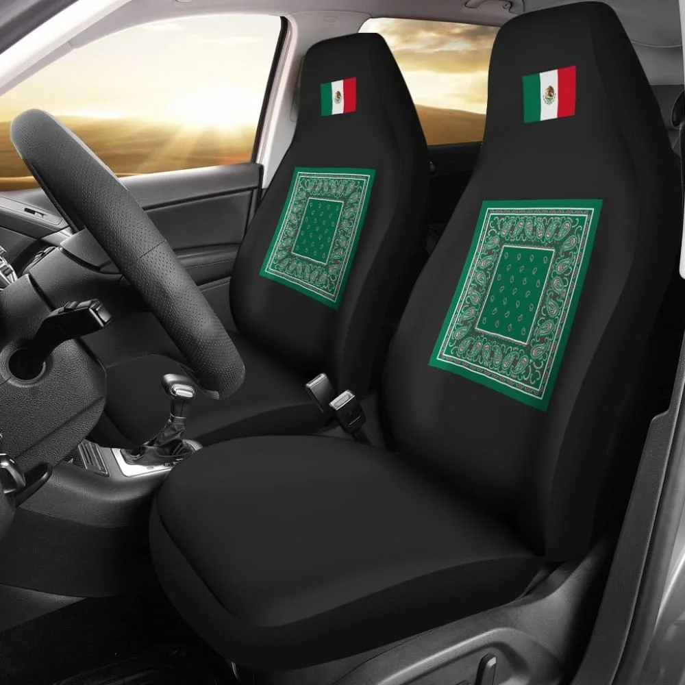 Flag Of Mexico Bandana Car Seat Covers,Pack of 2 Universal Front Seat Protective Cover 
Flag Of Mexico Bandana Car Seat Covers,Pack of 2 Universal Front Seat Protective Cover