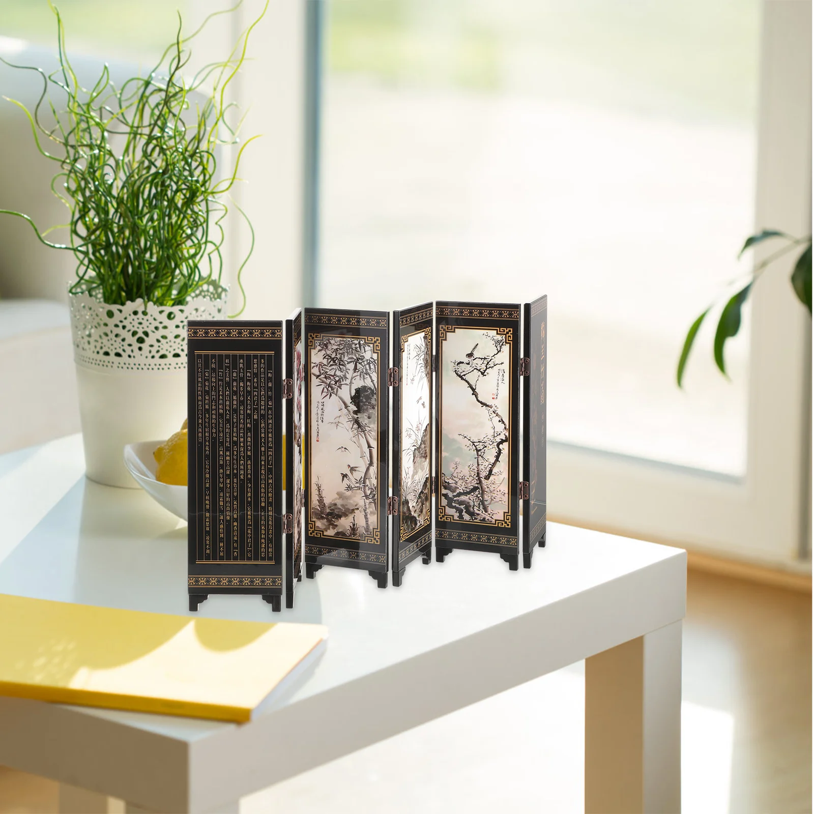 

Mini Screen Antique Folding Screen Wall Divider Decor Chinese Style Home Living Room Study Table Wall Divider Decoration