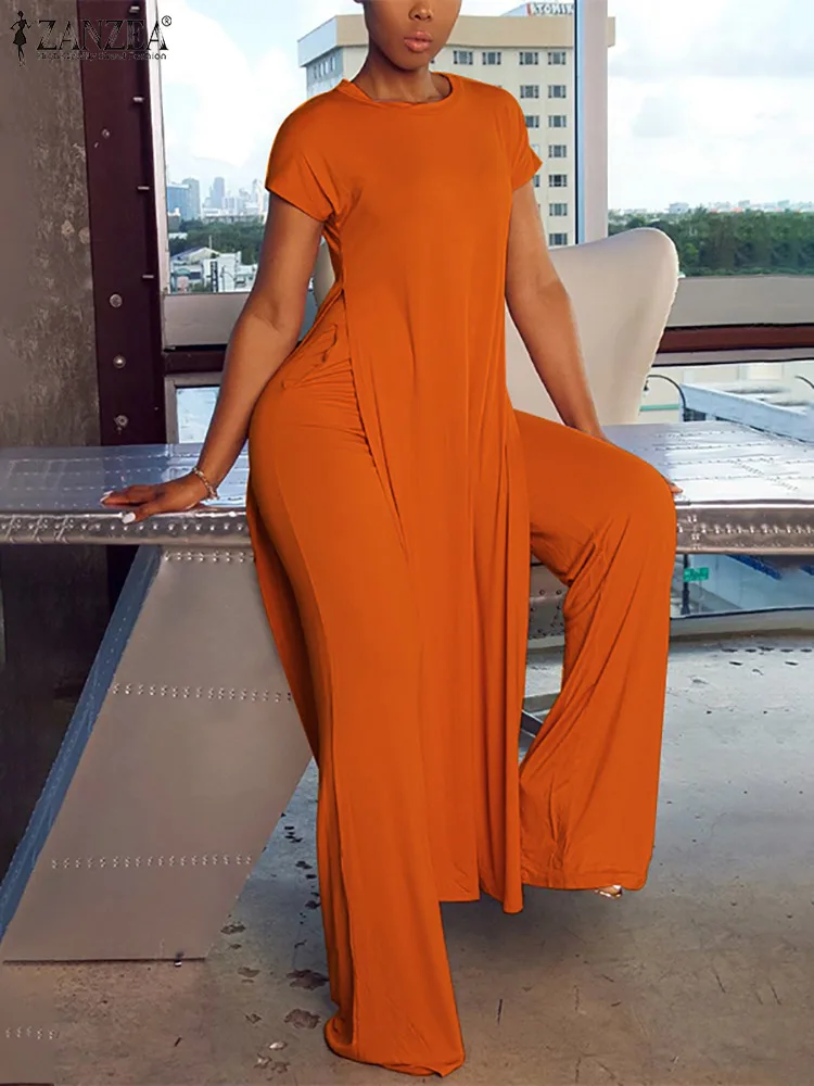 2PCS Fashion Short Sleeve Solid Split Long Blouse Tracksuit ZANZEA Women Summer Pant SetsTrousers Suit Loose Urban Matching Set
2PCS Fashion Short Sleeve Solid Split Long Blouse Tracksuit ZANZEA Women Summer Pant SetsTrousers Suit Loose Urban Matching Set