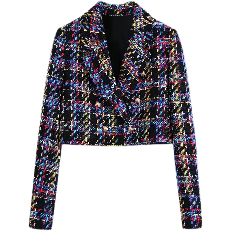Vintage Woven Woven Tweed Jacket Women Short Outwear Loose Checked Wool Blazer Top Fall Winter Woolen Jacket Female Overcoat
Vintage Woven Woven Tweed Jacket Women Short Outwear Loose Checked Wool Blazer Top Fall Winter Woolen Jacket Female Overcoat