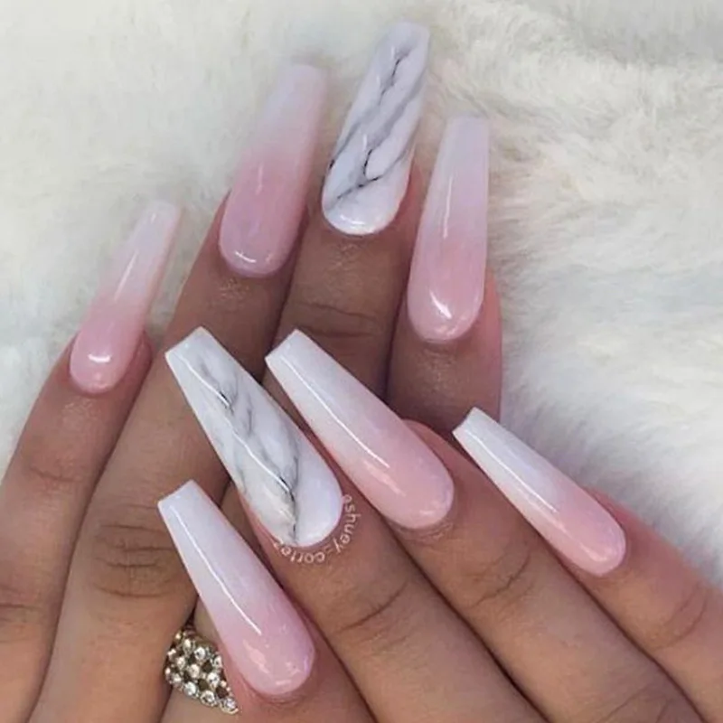 24Pcs Marble Gradient Long Coffin False Nails Full Cover Nail Tips Press Glue Detachable Wearable Gold Foil Ballerina Fake Nails
24Pcs Marble Gradient Long Coffin False Nails Full Cover Nail Tips Press Glue Detachable Wearable Gold Foil Ballerina Fake Nails