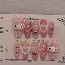 Diy New Sanrioed My Melody Hello Kitty Cartoon Dolls Handmade Three-Dimensional Nail Patch Anime Toy for Girls Toys Gift