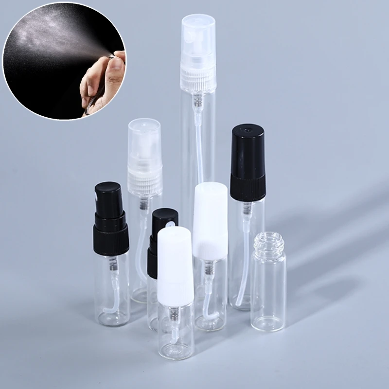 

4pcs 2ML 3ML 5ML 10ML Refillable Sprayer Clear Mini Perfume Empty Cosmetics Bottle Sample Test Tube Thin Glass Vials Amber