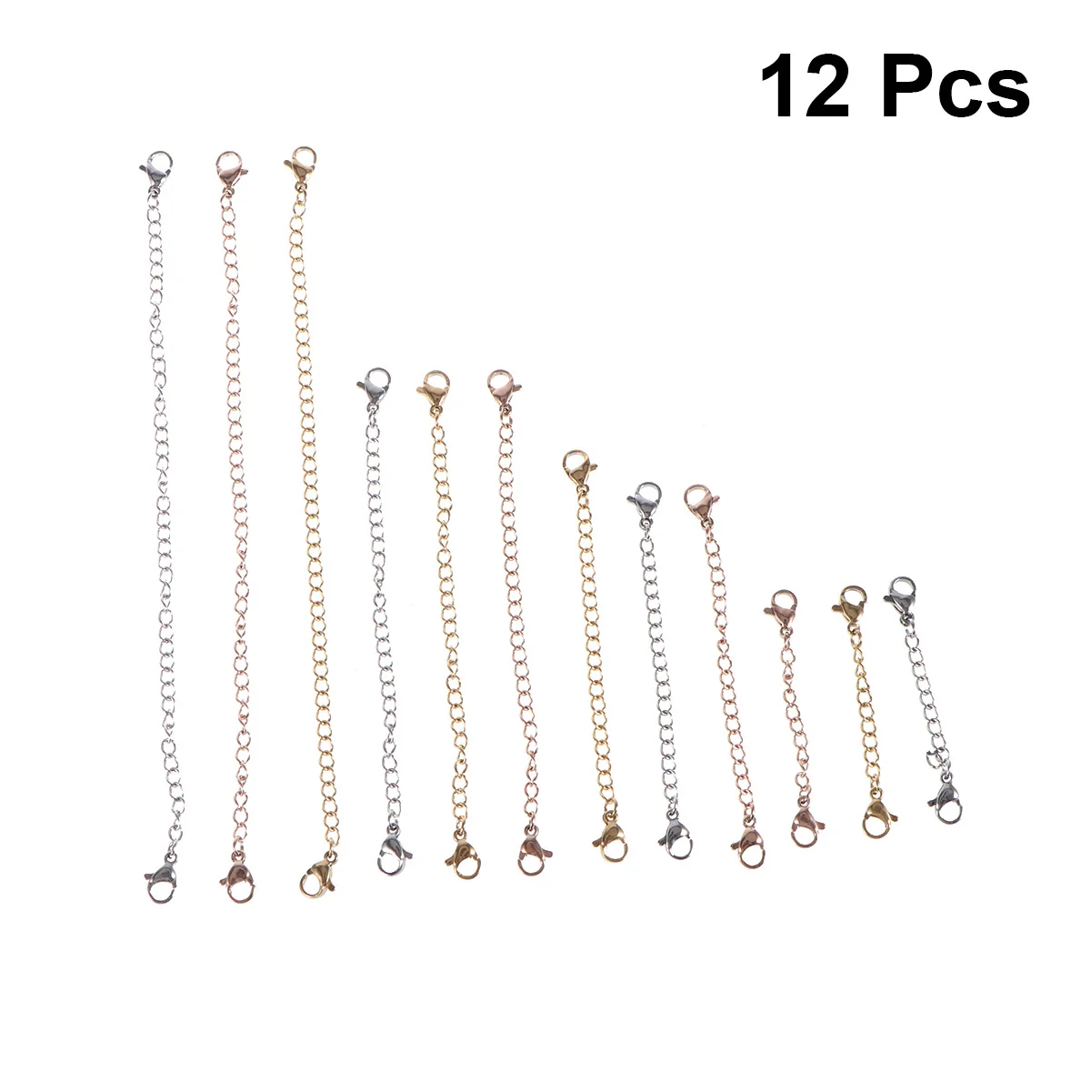

12 PCS Chain Lobster Clasp Both Ends Sterling Silver Chains Women Stainless Steel Mens Necklace