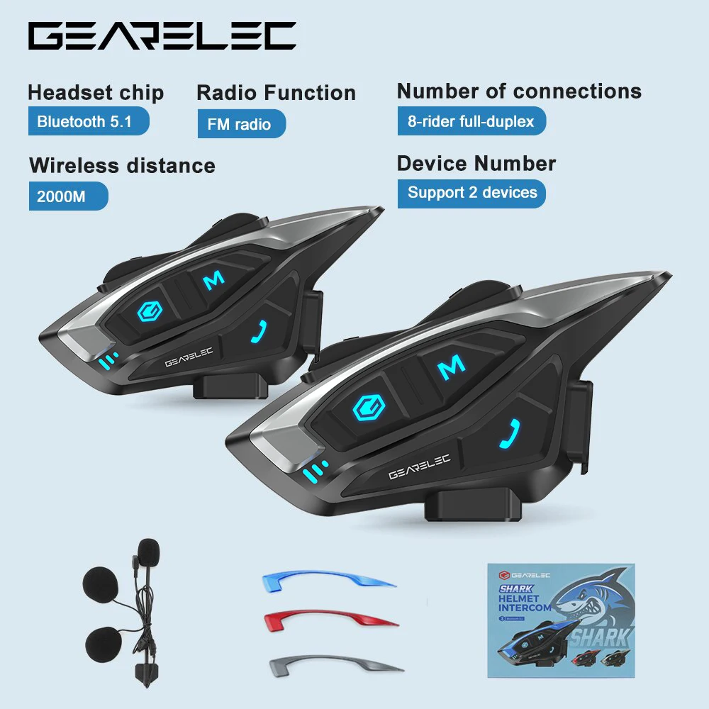 Мотогарнитура GEARELEC для шлема, двусторонняя связь Акула Pro 8 водителей, DSP CVC, шумоподавление
Мотогарнитура GEARELEC для шлема, двусторонняя связь Акула Pro 8 водителей, DSP CVC, шумоподавление