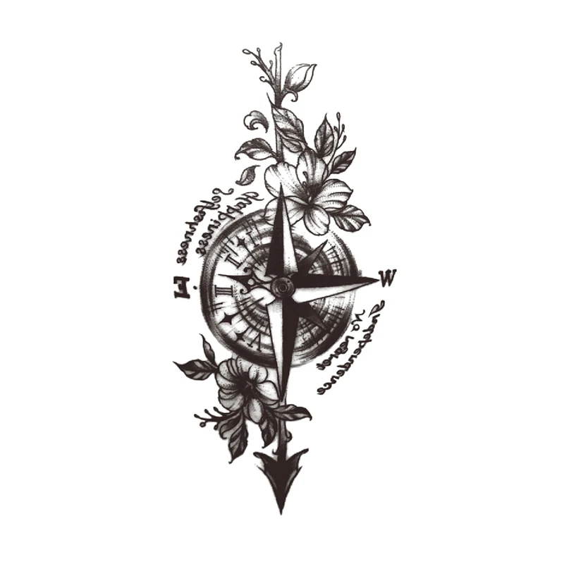 Temporary Tattoo Sticker Black Compass English Letters Arrow Flower Fake Tattoos Waterproof Tatoos Arm Large Size for Women Men
Temporary Tattoo Sticker Black Compass English Letters Arrow Flower Fake Tattoos Waterproof Tatoos Arm Large Size for Women Men