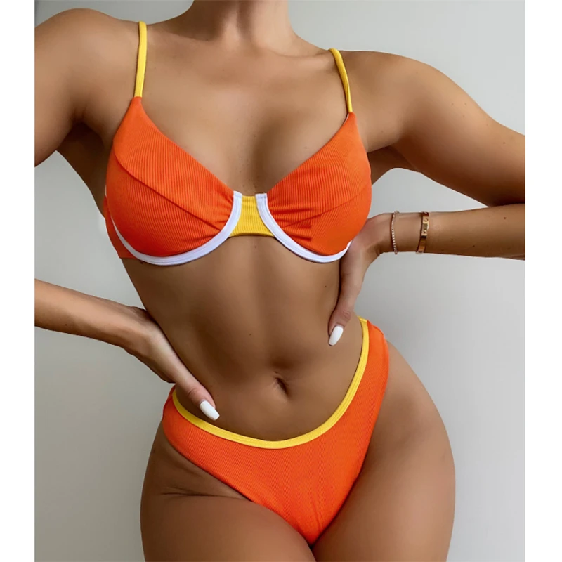 Sexy Ribbed Bikini Swimwear Women 2 Pieces Set 2021 Summer Halter High Cut Brazilian Swimsuit Female Solid Swim Bather Suit
Sexy Ribbed Bikini Swimwear Women 2 Pieces Set 2021 Summer Halter High Cut Brazilian Swimsuit Female Solid Swim Bather Suit