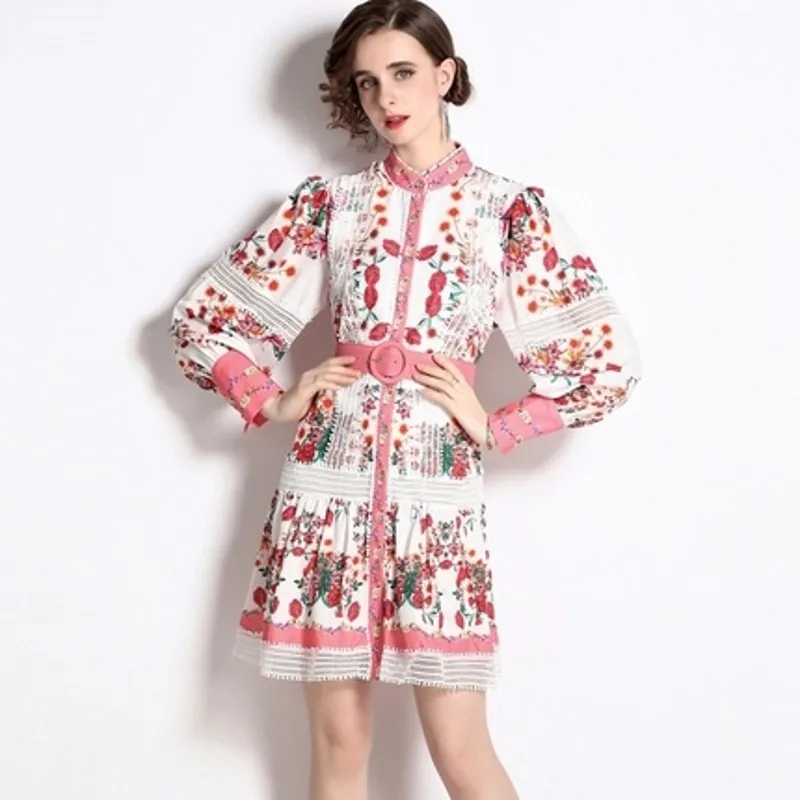 2022 Summer Fashion Print Dress Women Clothing High End Stand Collar Long Sleeve High Waist Midi Dress Vestidos
2022 Summer Fashion Print Dress Women Clothing High End Stand Collar Long Sleeve High Waist Midi Dress Vestidos