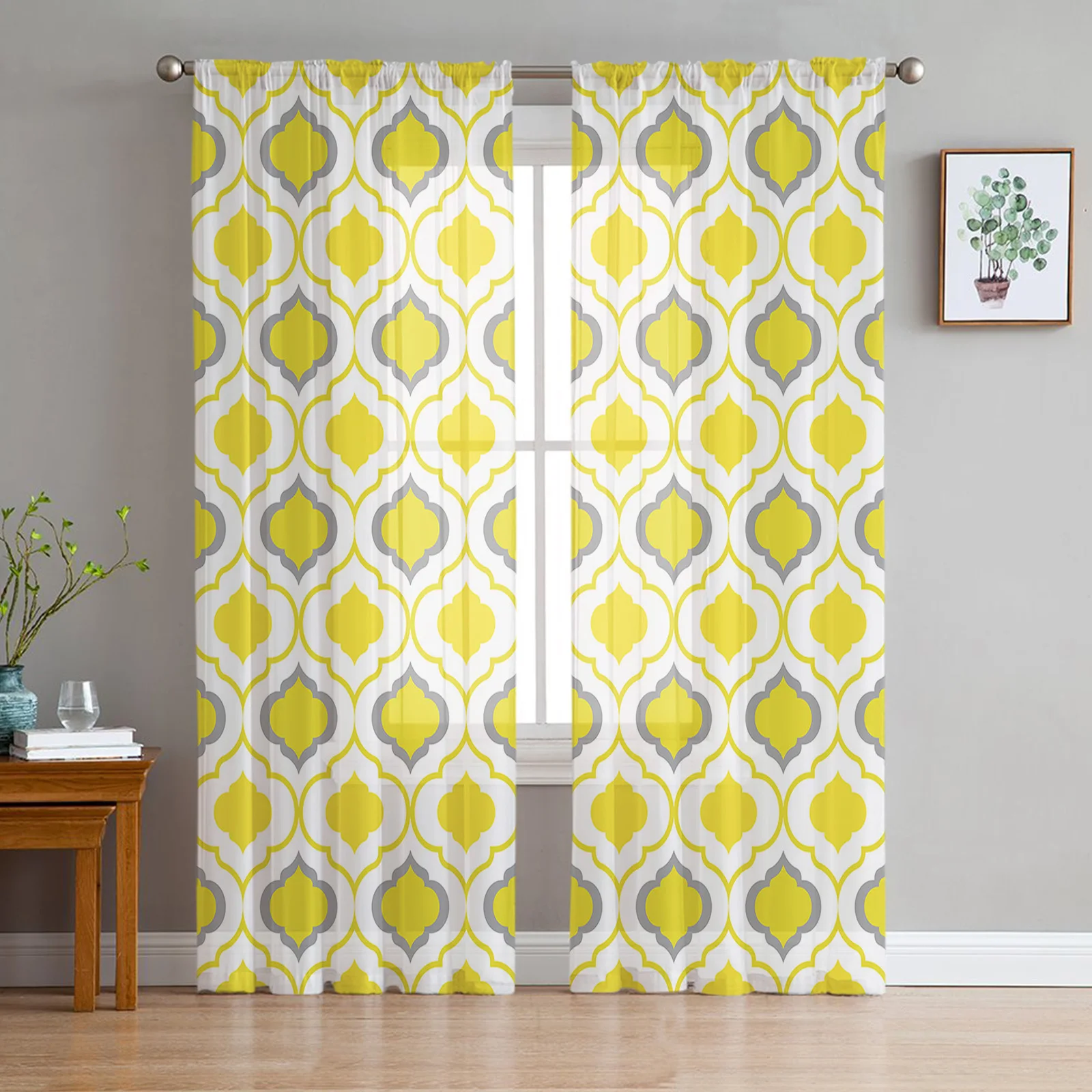 Yellow Grey Moroccan Pattern Sheer Curtains for Living Room Voile Curtain Bedroom Bathroom Tulle Curtains Window Drapes
Yellow Grey Moroccan Pattern Sheer Curtains for Living Room Voile Curtain Bedroom Bathroom Tulle Curtains Window Drapes