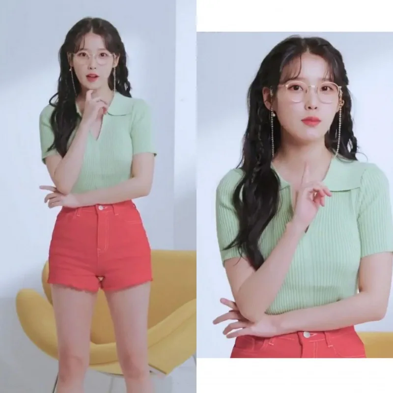 Kpop IU Lee Ji Eun женский модный трикотажный свитер-поло с глубоким V-образным вырезом и коротким рукавом однотонные свитера тонкие пуловеры сексу...
Kpop IU Lee Ji Eun женский модный трикотажный свитер-поло с глубоким V-образным вырезом и коротким рукавом однотонные свитера тонкие пуловеры сексу...
