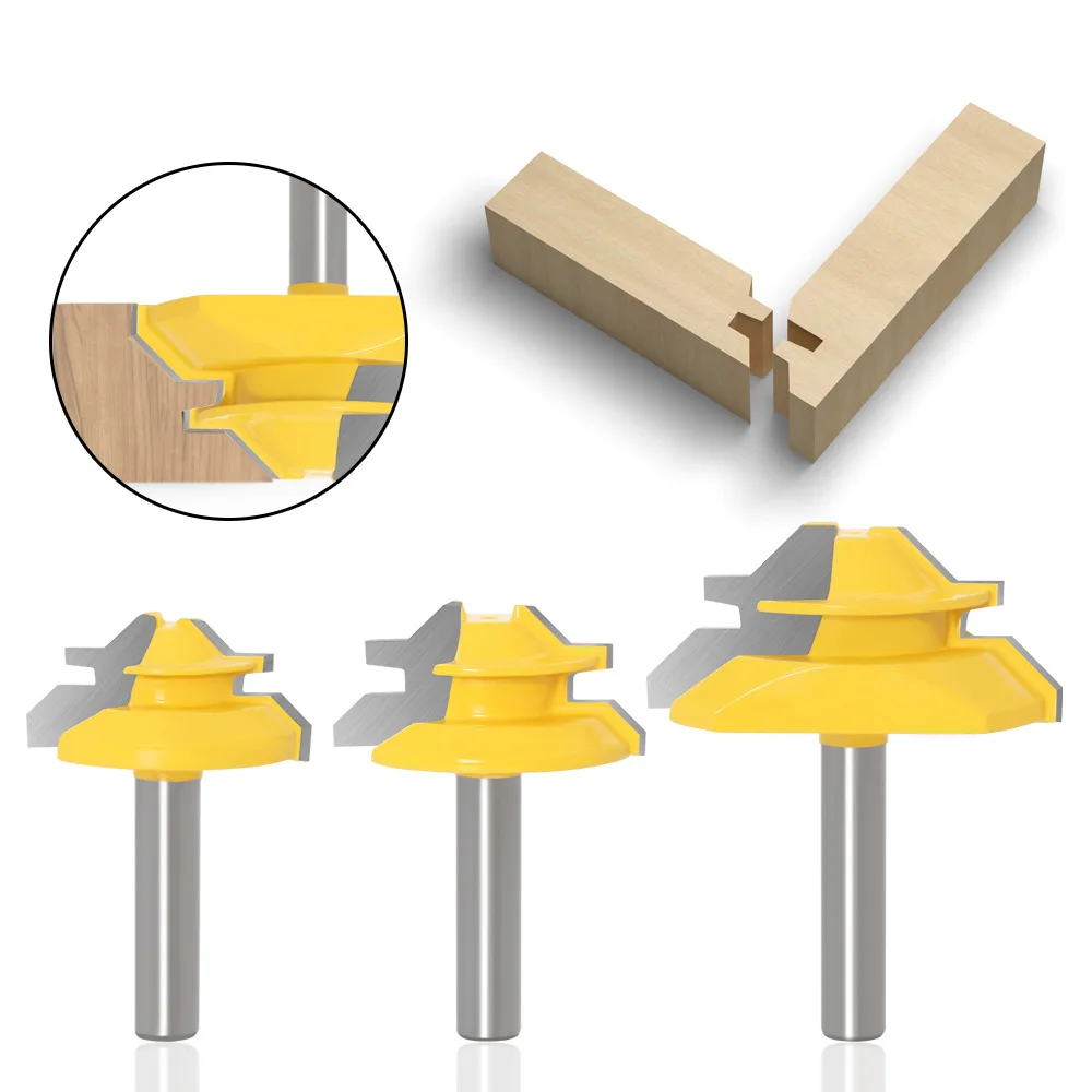 1PC 8mm Shank 45 Degree Mortise Tenon Knife Medium Lock Miter Router Bit 3/4" Stock Woodworking Carbide End Mill
1PC 8mm Shank 45 Degree Mortise Tenon Knife Medium Lock Miter Router Bit 3/4" Stock Woodworking Carbide End Mill