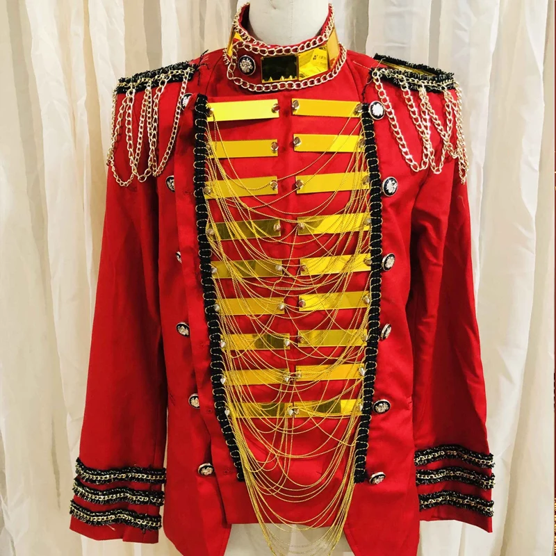 Club Party Show Stage Show Jacket Royal Style Red Sequin Suit Men's Gold Mirror Tassel Chain Jacket Clothing
Club Party Show Stage Show Jacket Royal Style Red Sequin Suit Men's Gold Mirror Tassel Chain Jacket Clothing