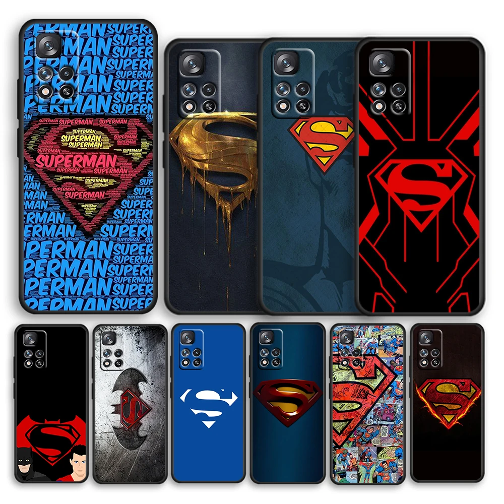 

DC Hero Superman Logo Black Phone Case For Xiaomi Redmi Note 12 11E 11S 11 11T 10 10S 9 9T 9S 8T 8 Pro Plus 5G Cover Shell