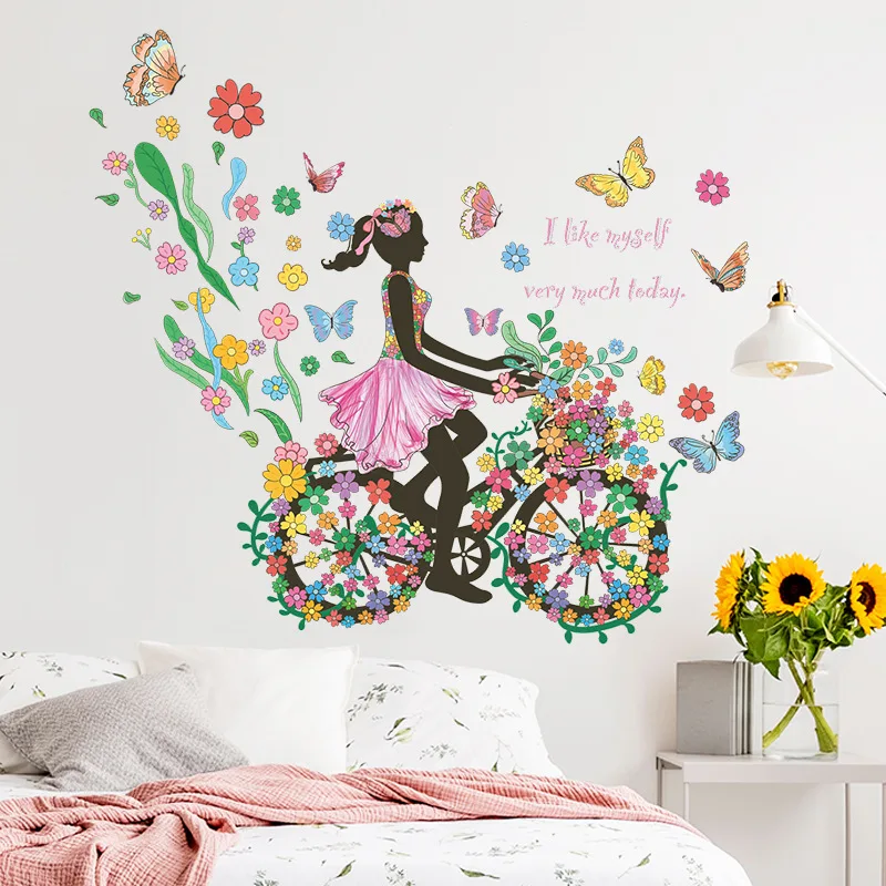 Cartoon Butterfly Flowers Bicycle Girl Wall Stickers Removable Vinyl PVC Home Decor for Living Room Bedroom
Cartoon Butterfly Flowers Bicycle Girl Wall Stickers Removable Vinyl PVC Home Decor for Living Room Bedroom