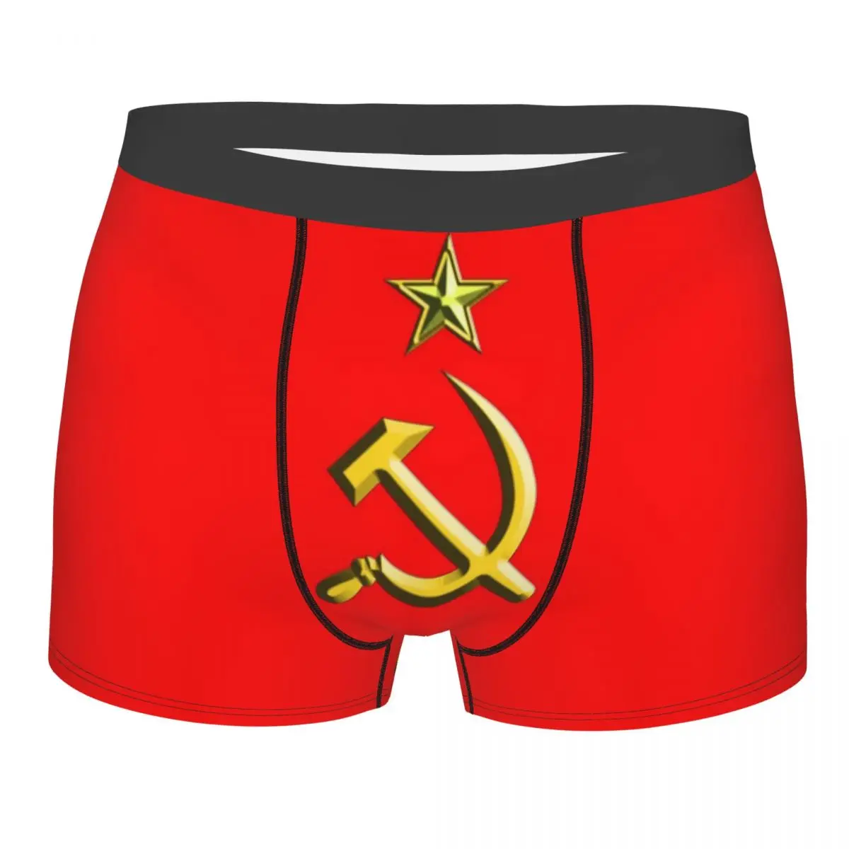 

Russia USSR Communist Soviet Union Hammer Sickle Man Underwear CCCP Boxer Shorts Panties Sexy Soft Underpants for Male S-XXL