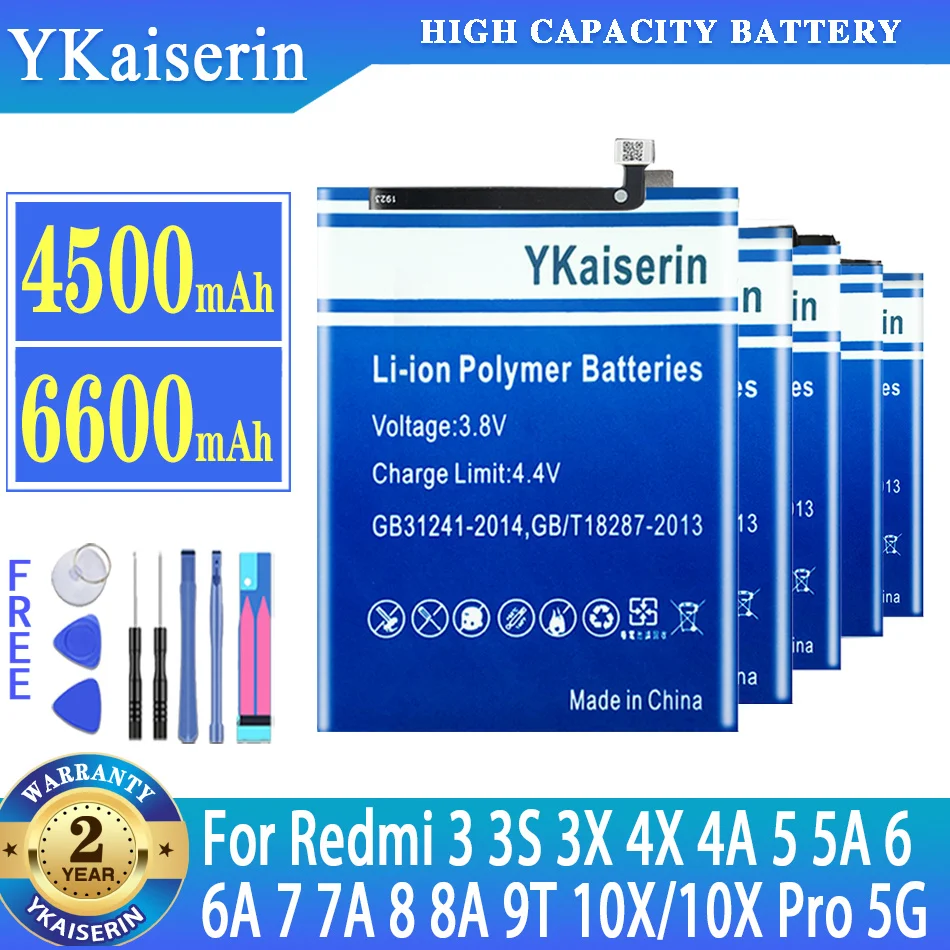 YKaiserin Battery For Xiaomi Redmi 3 3S 3X 4X 4A 5 5A 6 6A 7 7A 8 8A 9T 10X/10X Pro 10XPro 5G For Redmi Note 8 8T Note8 Note8T
YKaiserin Battery For Xiaomi Redmi 3 3S 3X 4X 4A 5 5A 6 6A 7 7A 8 8A 9T 10X/10X Pro 10XPro 5G For Redmi Note 8 8T Note8 Note8T