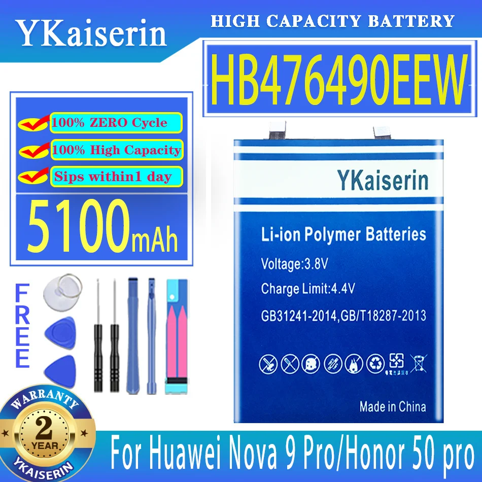 YKaiserin 5100mAh Battery HB476490EEW For Huawei Nova 9 Pro Nova9 Pro For Honor 50 pro For Honor50 pro Mobile Phone Batteries
YKaiserin 5100mAh Battery HB476490EEW For Huawei Nova 9 Pro Nova9 Pro For Honor 50 pro For Honor50 pro Mobile Phone Batteries