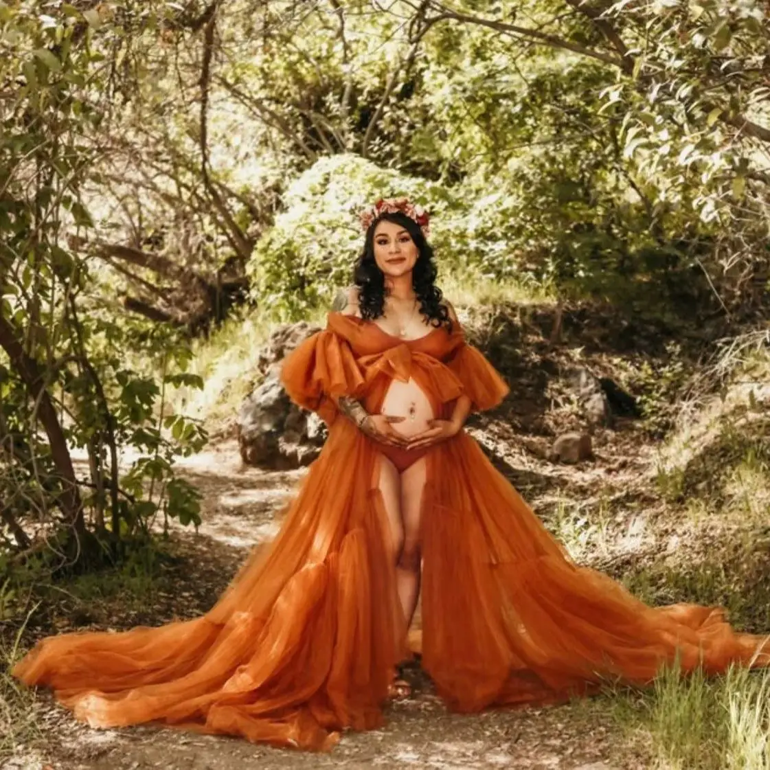 V Neckline Maternity Dress Half Tulle Sleeves Off Shoulder Babyshower Robes Simple Front Slit Ruffles Pregnant Women Gowns
V Neckline Maternity Dress Half Tulle Sleeves Off Shoulder Babyshower Robes Simple Front Slit Ruffles Pregnant Women Gowns