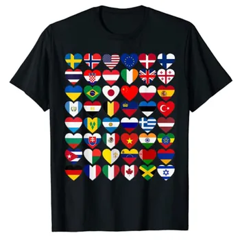 Flags of The Countries of The World,International Gift T-Shirt Funny Flag Print Graphic Tees Tops Geography Lover Clothes
