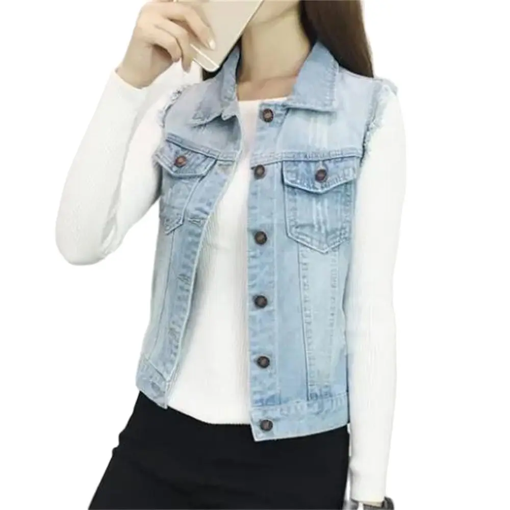 Women Denim Vests Sleeveless Waistcoat Students Casual Jean Tops Slim Jackets Hole Autumn Spring Slim Outersear Burrs Vest
Women Denim Vests Sleeveless Waistcoat Students Casual Jean Tops Slim Jackets Hole Autumn Spring Slim Outersear Burrs Vest