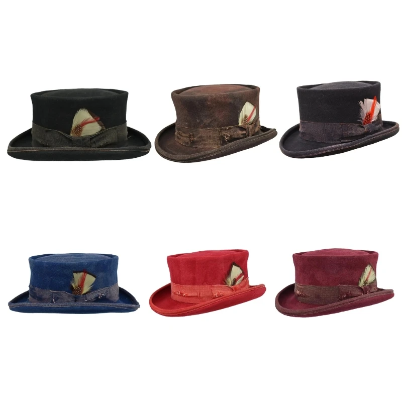 

Wool Flat Top Fedora Hat for Men Adult Stage Performances Hat Theme Party Cap Masquerade Dress Up Costume Panama Hat