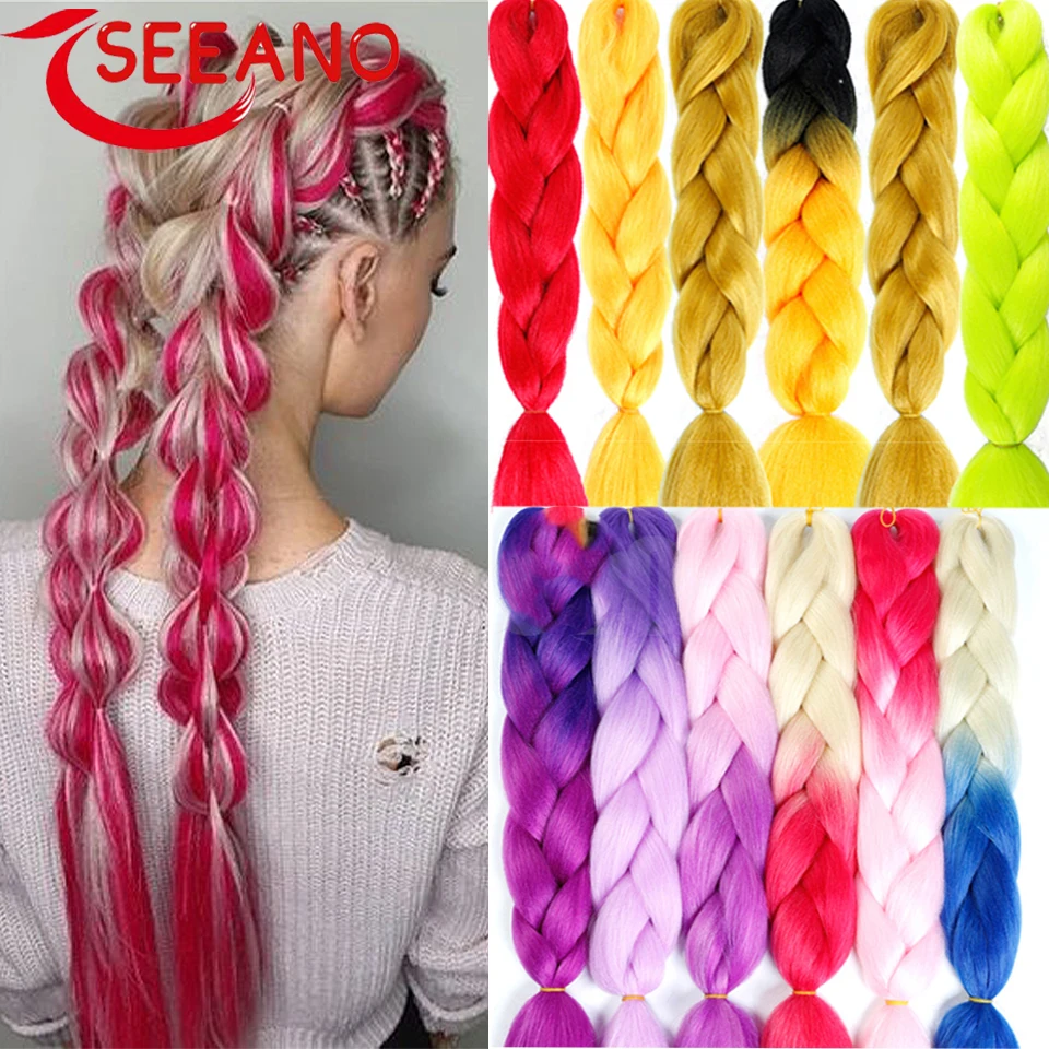 SEEANO Synthetic Jumbo Braid Hair Ombre Jumbo Hair Extension For Women DIY Hair Braids Pink Purple
SEEANO Synthetic Jumbo Braid Hair Ombre Jumbo Hair Extension For Women DIY Hair Braids Pink Purple