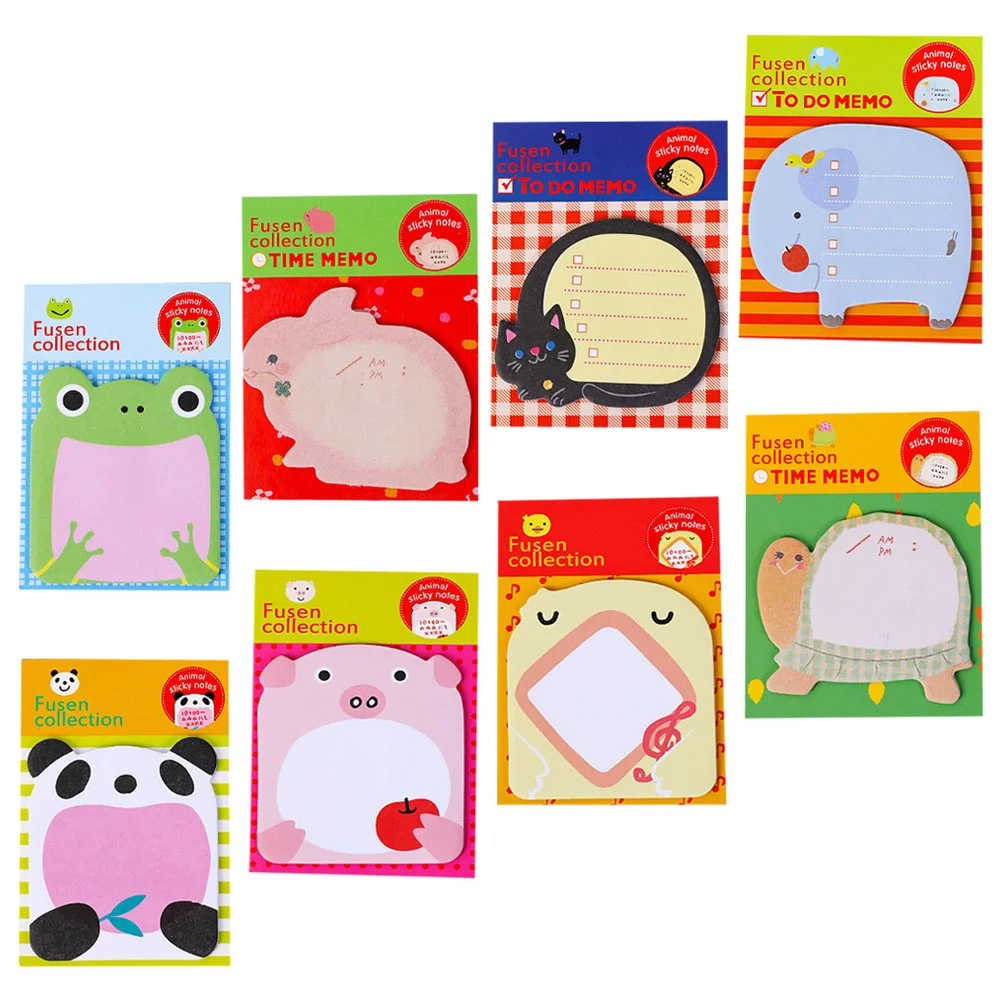 

8Pcs Cartoon Memo Notepads Tear-off Note Pads Adhesive Notepads Sticky Tabs Note Taking Notepads