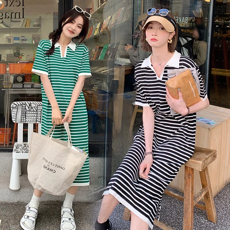 Women Long Dress Casual Striped Knit Short Sleeve Dress Loose Maxi Dresses for Women
Women Long Dress Casual Striped Knit Short Sleeve Dress Loose Maxi Dresses for Women