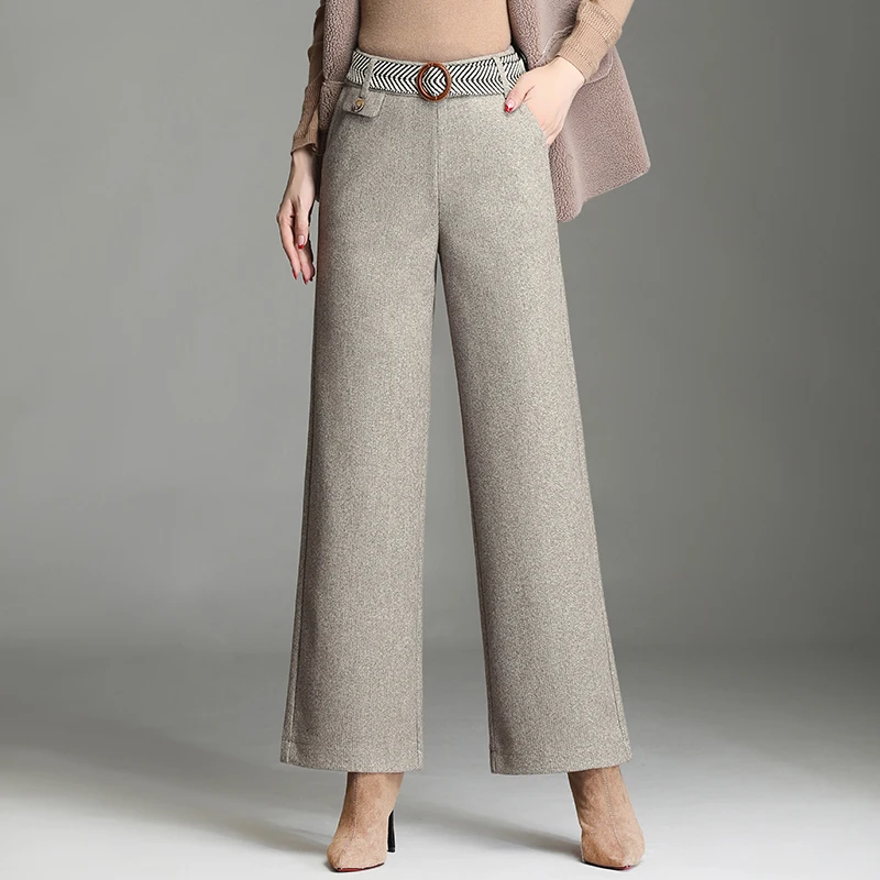 Woolen Thousand-bird Woolen Wide-leg Pants Women's Autumn Winter High Waist Casual Pants Loose Sashes Straight Pants Women 606G
Woolen Thousand-bird Woolen Wide-leg Pants Women's Autumn Winter High Waist Casual Pants Loose Sashes Straight Pants Women 606G