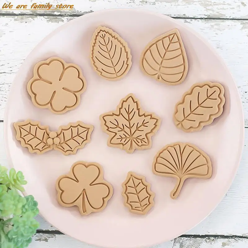 

Leaf Baking Cookie Mold Cartoon Turn Sugar Plant Leaf Embossing Mold Clover Maple Leaf Cookie Pressing Tool