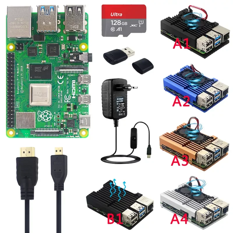 New Original Raspberry Pi 4 Model B Kit 2 4 8GB RAM + Fan Aluminum Case + 32 64 128GB TF Card + Power Adapter + Heatsinks for
New Original Raspberry Pi 4 Model B Kit 2 4 8GB RAM + Fan Aluminum Case + 32 64 128GB TF Card + Power Adapter + Heatsinks for
