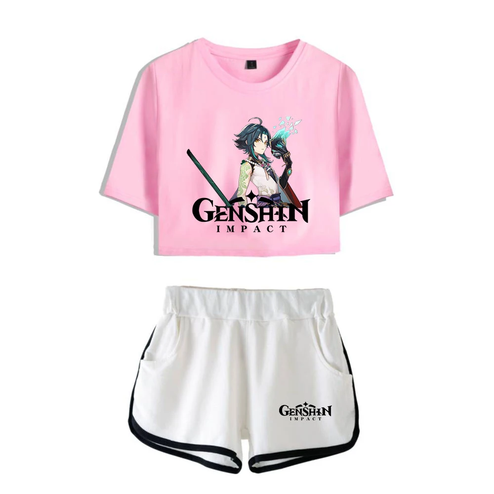 Harajuku Game Genshin Impact Print Short Sleeve Cool Sexy Shorts+lovely T-shirts Dew navel Pretty Girl suits Two Piece Set
Harajuku Game Genshin Impact Print Short Sleeve Cool Sexy Shorts+lovely T-shirts Dew navel Pretty Girl suits Two Piece Set