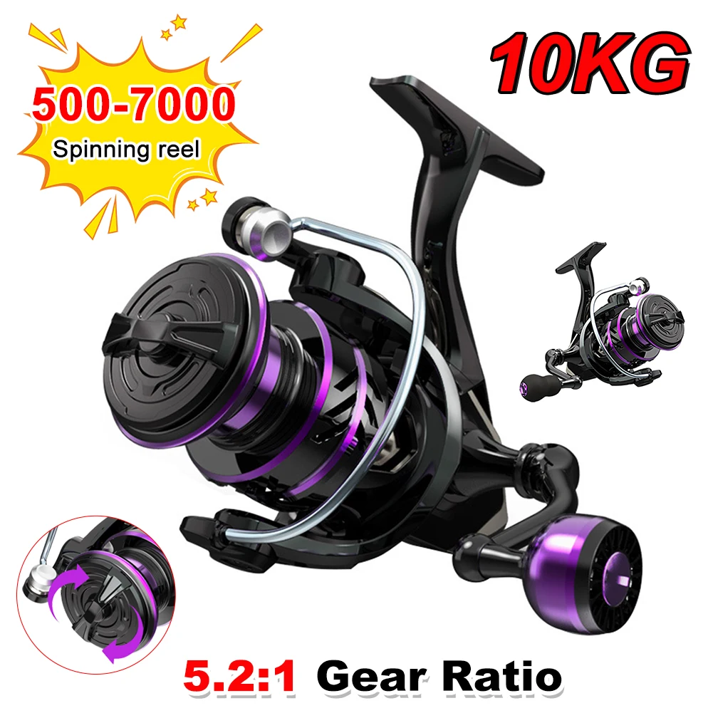 Fishing Reel HP500-7000 Series Spinning Reel 10KG Max Drag 5.2:1Gear Ratio Metal Spool Sea Fishing Carp Bass Fishing Accessories
Fishing Reel HP500-7000 Series Spinning Reel 10KG Max Drag 5.2:1Gear Ratio Metal Spool Sea Fishing Carp Bass Fishing Accessories