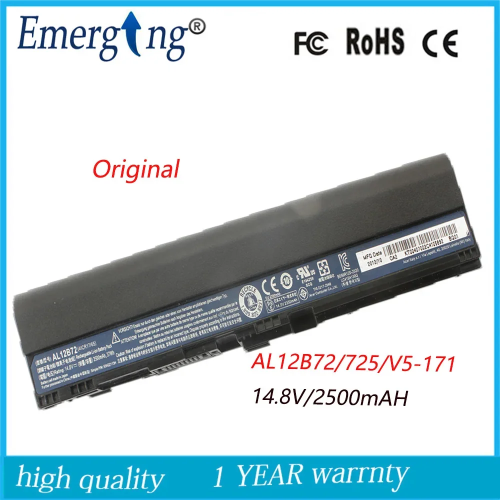 4cell 14 8 V 2500mah Оригинальный Новый аккумулятор для ноутбука Acer AL12B72 Aspire 725 726