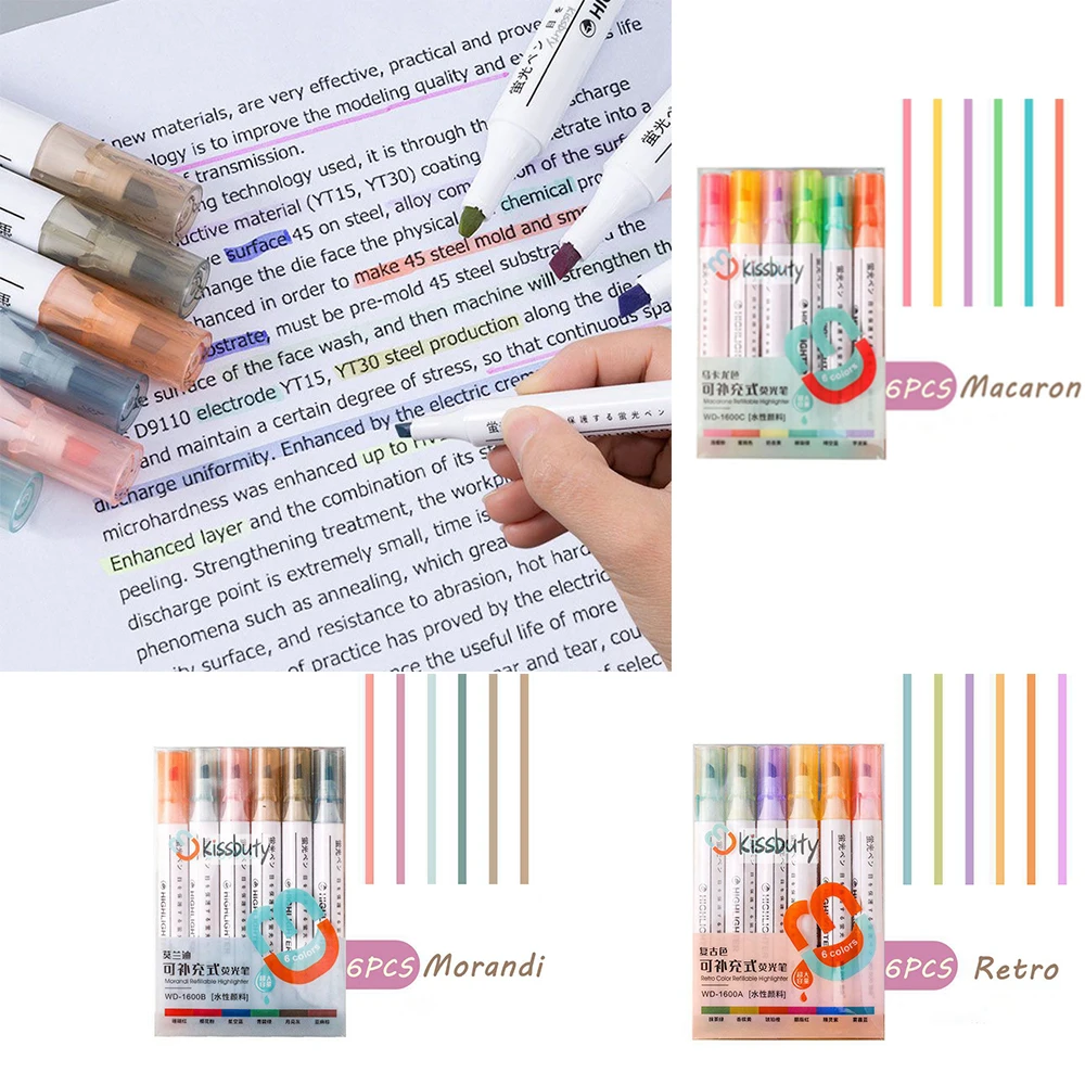 6pcs/Set Morandi Art marker Macaron Highlighter Pens Midliner Colors Retro Fluorescent Pen for Journal Painting Stationery
6pcs/Set Morandi Art marker Macaron Highlighter Pens Midliner Colors Retro Fluorescent Pen for Journal Painting Stationery