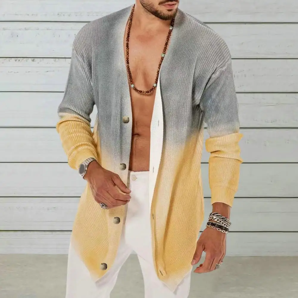 Men Coat Gradient Contrast Color Men's Long Jacket Cardigan Stylish Single-breasted Knitted Waffle Texture For Fall Spring
Men Coat Gradient Contrast Color Men's Long Jacket Cardigan Stylish Single-breasted Knitted Waffle Texture For Fall Spring