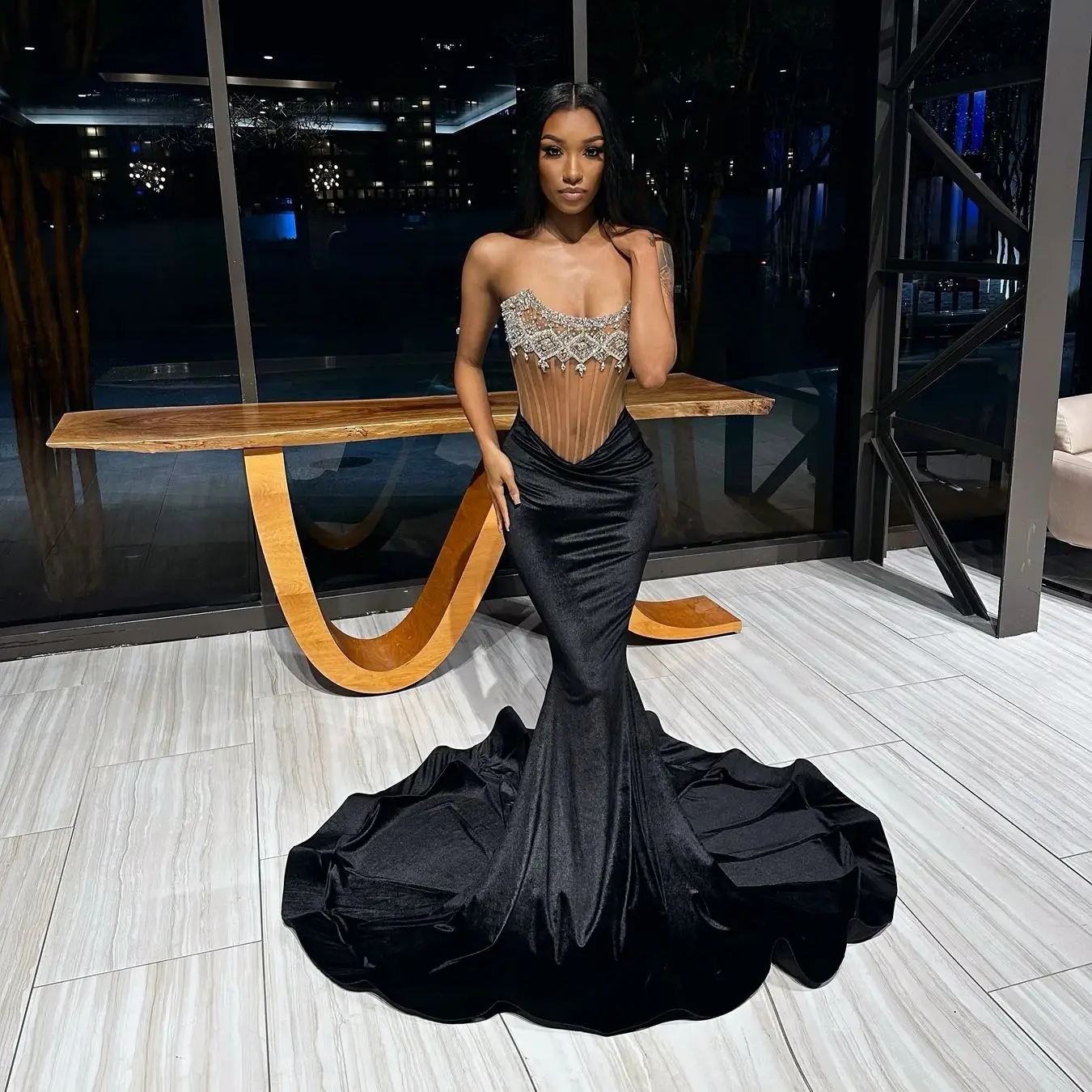 Black South African Prom Dresses Mermaid Sheer Beaded See Through Black Girls Nigeria Robe De Soiree Evening Dresses Gown
Black South African Prom Dresses Mermaid Sheer Beaded See Through Black Girls Nigeria Robe De Soiree Evening Dresses Gown