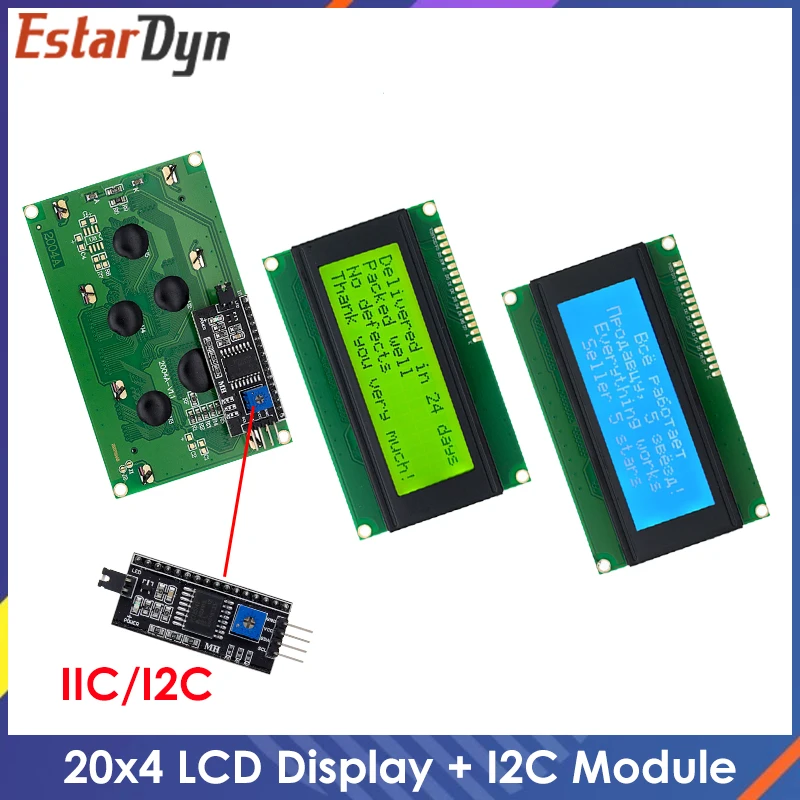 

LCD2004+I2C 2004 20x4 2004A Blue/Green screen HD44780 Character LCD /w IIC/I2C Serial Interface Adapter Module for arduino