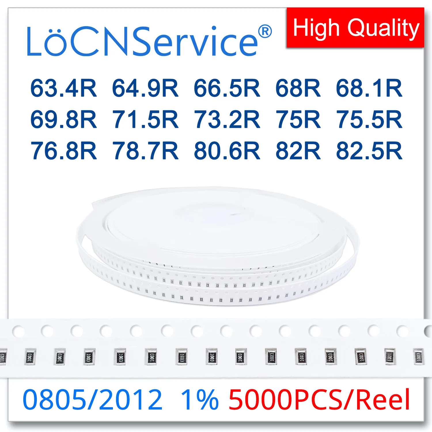 

LoCNService 0805 1% 5000PCS 63.4R 64.9R 66.5R 68R 68.1R 69.8R 71.5R 73.2R 75R 75.5R 76.8R 78.7R 80.6R 82R 82.5R 2012 Resistor OH