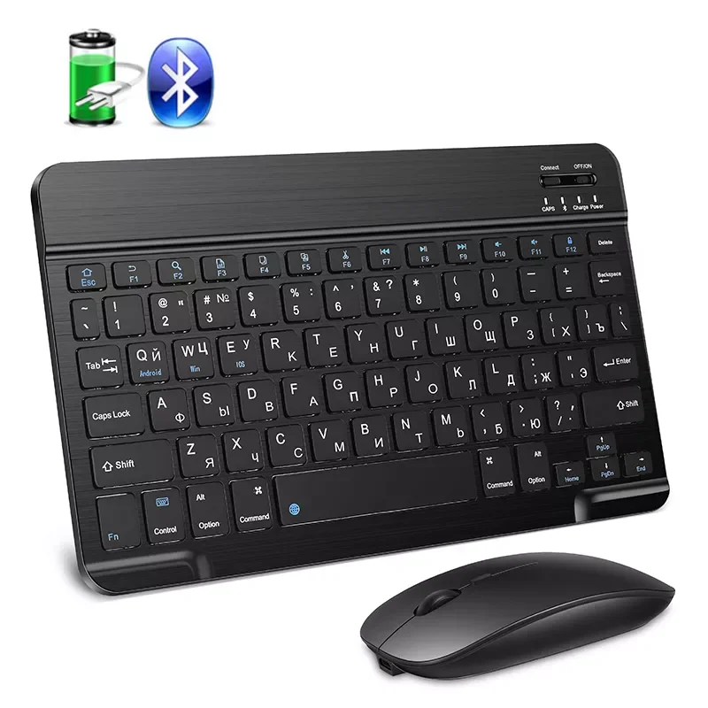 Wireless Keyboard and Mouse Mini Rechargeable Bluetooth Keyboard with Mouse Russian Keycaps Keyboard for PC Phone Tablet Laptop 
Wireless Keyboard and Mouse Mini Rechargeable Bluetooth Keyboard with Mouse Russian Keycaps Keyboard for PC Phone Tablet Laptop