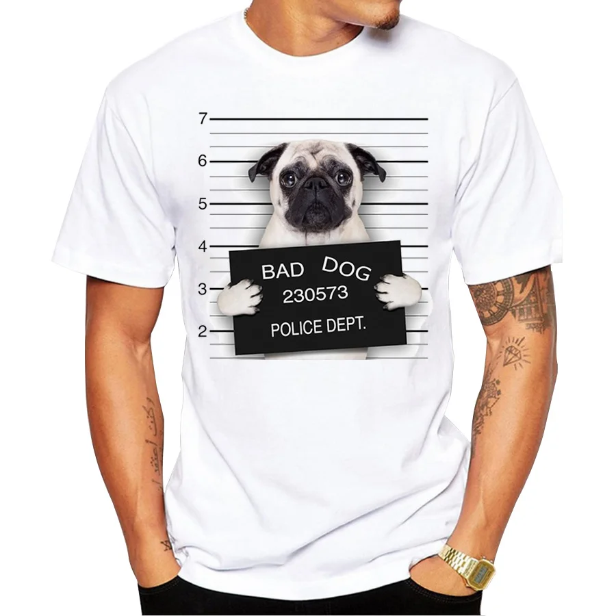

Художественная Дизайнерская мужская футболка с принтом собаки Dept 2020, футболка с принтом мопса, повседневные топы с коротким рукавом и франц...