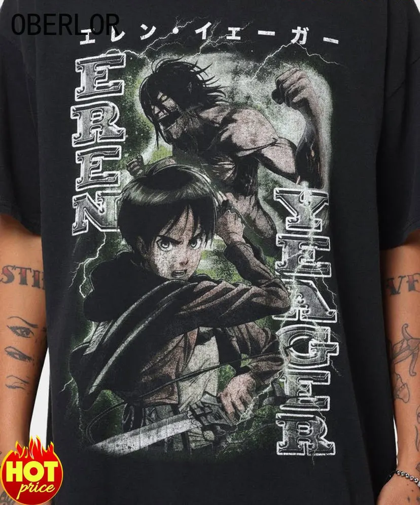 Japan Anime Attack on Titan Juvenile Eren Jaeger Graphic Print T-shirt Men Fashion Harajuku Tshirt Oversized Unisex Loose Tees 
Japan Anime Attack on Titan Juvenile Eren Jaeger Graphic Print T-shirt Men Fashion Harajuku Tshirt Oversized Unisex Loose Tees