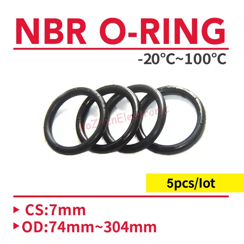 5Pcs NBR O Ring Seal Gasket Thickness CS 7mm OD 74~304mm Nitrile Butadiene Rubber Spacer Oil Resistance Washer Round Shape Black
5Pcs NBR O Ring Seal Gasket Thickness CS 7mm OD 74~304mm Nitrile Butadiene Rubber Spacer Oil Resistance Washer Round Shape Black