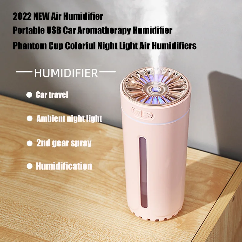 

2022 NEW Air Humidifier Small Silent Portable USB Car Aromatherapy Humidifier Phantom Cup Colorful Night Light Air Humidifiers