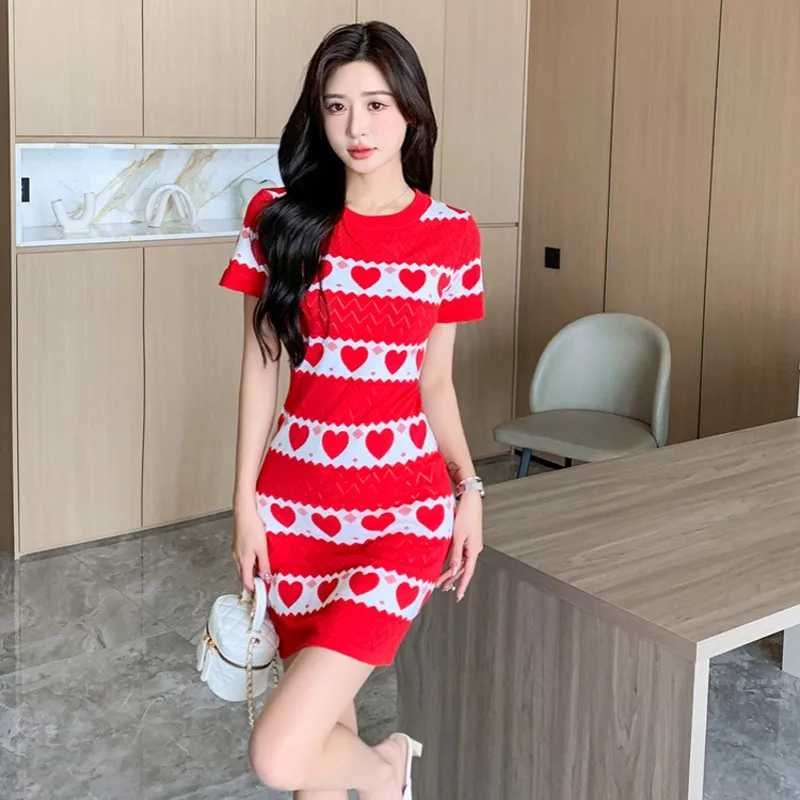 High Quality Korean Summer Women's O Neck Sheath Stretchy Knit Slim Stripe Elegant Dress Vestido
High Quality Korean Summer Women's O Neck Sheath Stretchy Knit Slim Stripe Elegant Dress Vestido