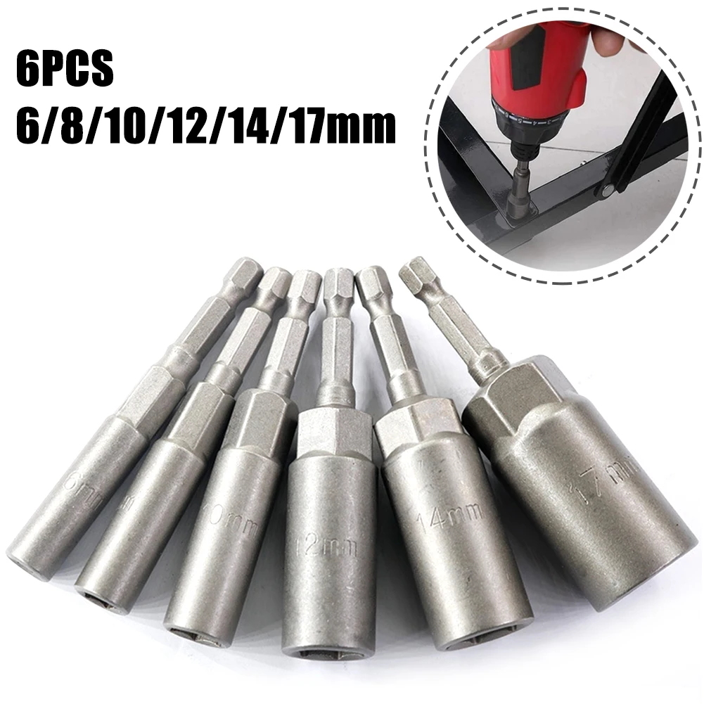 6Pcs 1/4" Hex Shank Impact Socket 6-17mm Drive Socket Bolt Nut Driver Bit Set 80mm Adapter For Electric Screwdriver Hand Drill
6Pcs 1/4" Hex Shank Impact Socket 6-17mm Drive Socket Bolt Nut Driver Bit Set 80mm Adapter For Electric Screwdriver Hand Drill