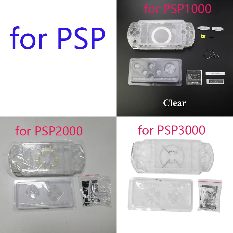 For PSP3000 PSP 1000 2000 3000 Shell Game Console replacement full housing cover case with buttons kit Clear Transparent Color
For PSP3000 PSP 1000 2000 3000 Shell Game Console replacement full housing cover case with buttons kit Clear Transparent Color