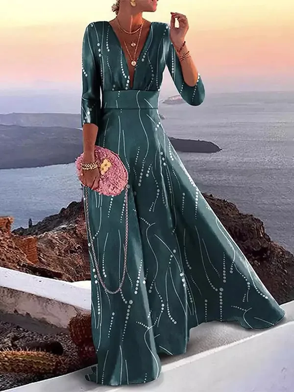Women's off shoulder split dress 2023 new sexy V-neck solid color seven part dress
Women's off shoulder split dress 2023 new sexy V-neck solid color seven part dress