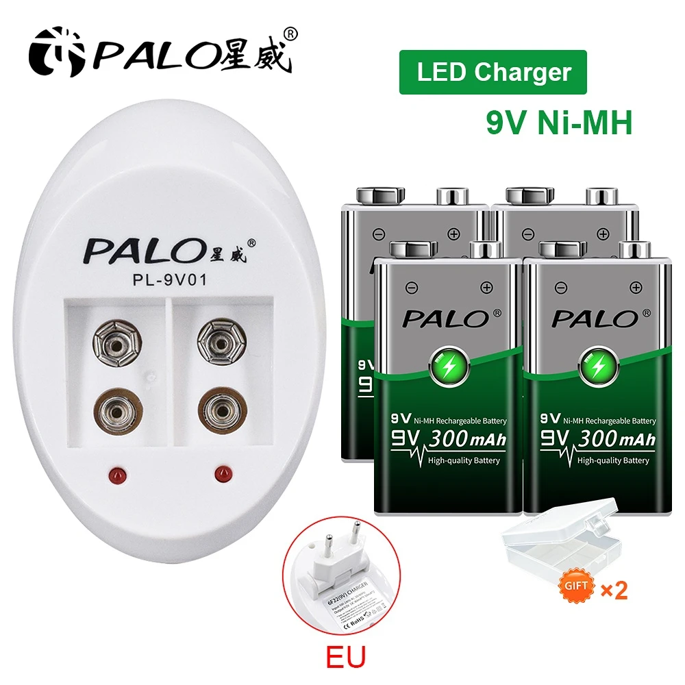 PALO 300mAh 9V NIMH Rechargeable Battery 6F22 9V Crown Battery + 9V Battery Charger For 9V NI-MH Li-ion Rechargeable Batteries
PALO 300mAh 9V NIMH Rechargeable Battery 6F22 9V Crown Battery + 9V Battery Charger For 9V NI-MH Li-ion Rechargeable Batteries