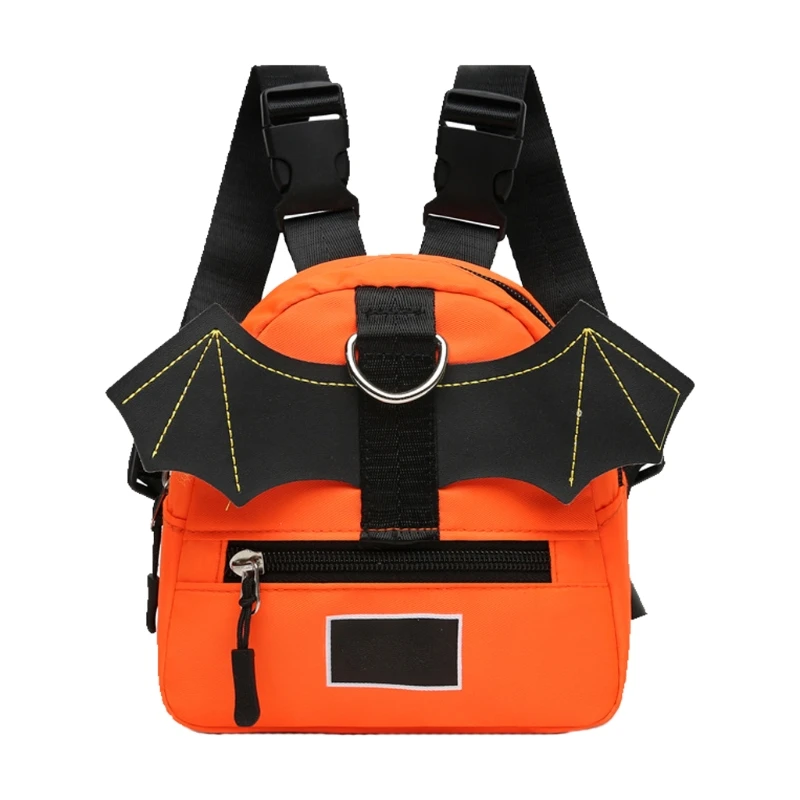 

Q1QA Summer Canvas Dog Hiking Backpack Harness Cute Bat Wing Small Puppy Saddle Bag Zippered Adjustable Back Pack Pet Supplie